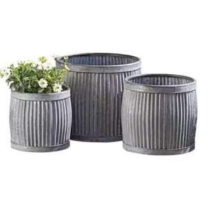Jardinière en métal galvanisé de taille personnalisée, forme circulaire, durable, pour fleurs et plantes vertes d'extérieur - Product Image 4