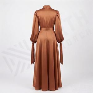 Nouvelle Robe Longue en Soie Brillante à Manches Longues, Abaya en Chiffon pour Femme, Motif Floral Tendance, Robe Modeste, Mode Islamique Élégante, Vente en Gros - Product Image 2