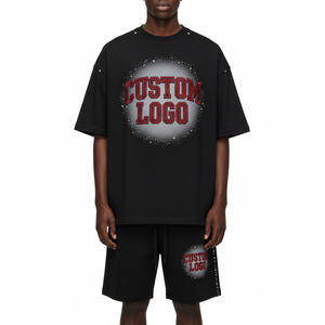 Custom Print Logo Summer 2 Piece Shirt and Shorts <b>Set</b> Tracksuit Acid Wash Two Piece Graphic Plus Size <b>Set</b> for Men 2026 - Product Image 1