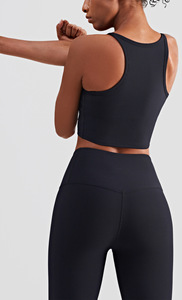 Women's Custom Logo Knitted Tank Yoga Top with <b>Removable</b> <b>Padded</b> <b>Bra</b> Quick Dry & Eco-Friendly Workout Top Solid Construction - Product Image 4