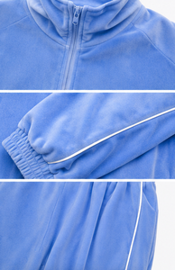 Unisex Premium Velvet Tracksuit Set | Oversized Full <b>Zip</b> Jacket & Wide Leg Sweatpants | Custom Streetwear Velour Tracksuit - Product Image 4