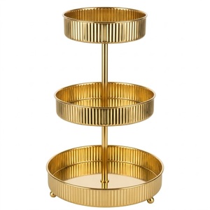 Elegante Soporte para Pastel de Dos Niveles en Metal Dorado Martillado, Bandeja de Servir Dorada de Dos Niveles Estilo Vintage para Bodas y Decoración del Hogar - Product Image 2