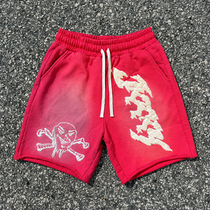 Shorts décontractés pour hommes personnalisés, noirs, style streetwear, 100% coton, écologiques, respirants, épais, avec cordon de serrage, ourlet brut, coupe ample - Product Image 3