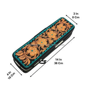 Nuevo Estuche de Piel de Vacuno Hecho a Mano para Rizador de Pelo, con Diseño Floral Occidental, Organizador de Herramientas para el Cabello con Cierres de Cremallera - Product Image 2