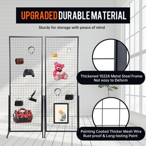 2 Pack 24\"x67\" Dual Sided Wire Panel Display System Commercial <b>Grid</b> <b>Wall</b> T Base Stand for Retail Stores & Craft Fairs - Product Image 4