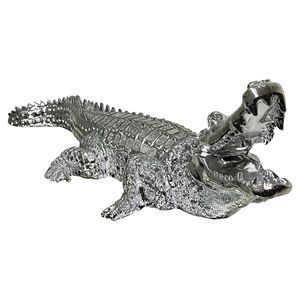 Ambrose oggetto decorativo coccodrillo cromato tempestato di diamanti con dimensioni 25 "L X 9" W X 7.5 "H" - Product Image 1