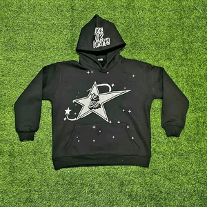 Sweat à capuche unisexe en molleton 100% coton imprimé sérigraphié avec des strass pour l'hiver - Product Image 1