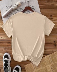 Women's 100% Cotton Knitted Crew Neck Short Sleeve T-<b>Shirt</b> Eco-Friendly Floral Solid Color Breathable Casual Spring Summer Wear - Product Image 5