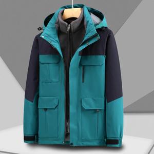 เสื้อแจ็คเก็ตกันลมมีฮู้ดสำหรับผู้ชายไซส์ใหญ่ สไตล์ลำลองสำหรับฤดูหนาว เสื้อโค้ทโอเวอร์ไซส์ ผลิตจากโพลีเอสเตอร์ 100% กันน้ำ - Product Image 3