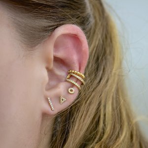 14k <b>Solid</b> Gold Triangle Diamond Stud <b>Earring</b> Factory Direct Wholesale Minimalist Geometric Pave Jewelry Custom Design - Product Image 2