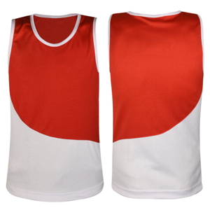 Ensemble de boxe rouge et blanc pour homme : débardeur et short en polyester respirant, sublimation, tenue de sport - Product Image 4