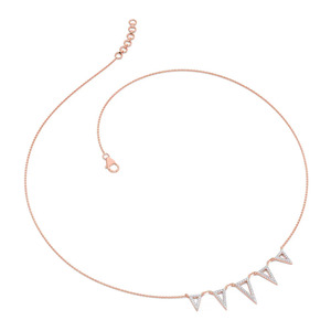 Geometric Triangle Cascade Diamond <b>Necklace</b> with Open Frame Design and Graduated <b>Statement</b> Drops - Product Image 2