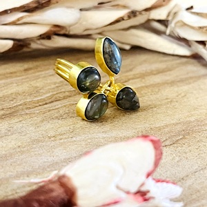 Fashionable Boho Floral Gemstone <b>Ring</b> Boho Brass <b>Ring</b> for Women 18k Gold Plated Leaf Design <b>Statement</b> <b>Ring</b> for Wholesale/OEM/ODM - Product Image 4