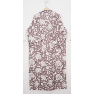 Magnifique kimono long en coton tissé à la main, luxueux, avec ceinture à nouer, robe de nuit pour femmes, imprimé floral - Product Image 6