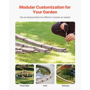 Bordatura Paesaggistica Realistica in Finta Pietra 46,4 x 2,2 cm, Bordura da Giardino Flessibile a Forma di Mattone con Picchetti di Ancoraggio, Facile da Installare - Product Image 3