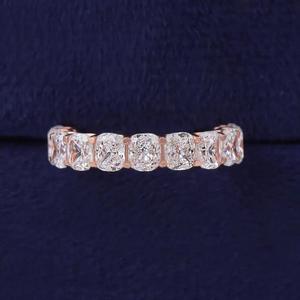 Anillo de eternidad con diamantes talla cojín en oro rosa macizo, banda de boda de engaste compartido, anillo de aniversario de media eternidad apilable - Product Image 1