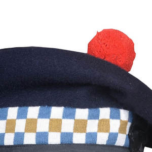Gorro Balmoral 100% Lana Azul Blanco Dorado Hecho a Mano Escocés OEM ODM Gorros Tradicionales para Kilt - Product Image 4