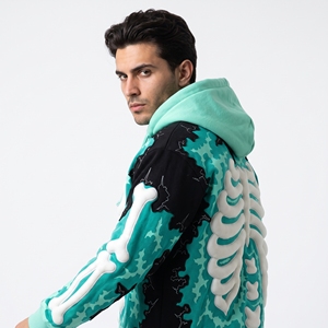 Sudadera con Capucha Gótica para Hombre Dumela, Diseño de Esqueleto con Estampado Puff, Corte Holgado, Patrón de Camuflaje, Ropa de Otoño - Product Image 2