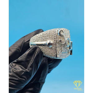 Anillo de Plata de Ley 925 con Moissanita y Diamantes, Tono Plateado, Joyería de Alta Gama para Compradores Mayoristas - Product Image 4