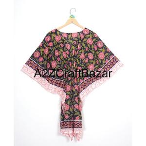 Caftán 100% Algodón con Diseño Floral Indio, Largo y Casual, para Usar sobre el Bikini, Ideal para Mamás en Verano, Otoño y Primavera - Product Image 2