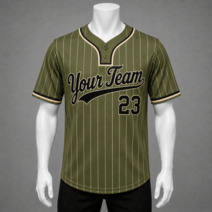 Maillot de baseball personnalisé Wida Sports pour homme, impression sublimée, 100 % polyester, col en V, manches courtes, uniforme rayé, coupe régulière adulte - Product Image 1