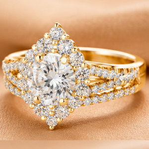 Luxury Pear Cut Diamond Halo Engagement <b>Ring</b> <b>Set</b> for Women in Yellow <b>Gold</b> White <b>Gold</b> & Rose <b>Gold</b> Wedding Band Jewelry - Product Image 4