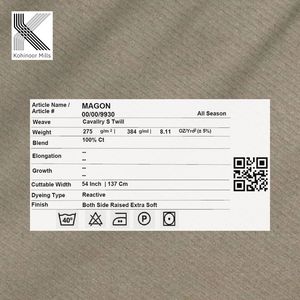 Tela de Sarga de Caballería 100% Algodón, 275 GSM, Color Caqui, Tela de Sarga Pesada con Acabado Suave, Fabricante de Tela de Algodón al por Mayor, OEM, ODM - Product Image 4