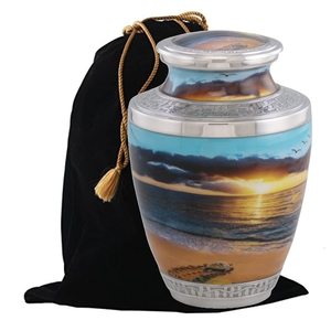 Urna Funeraria Sunset, Urna de Metal Hecha a Mano para Cenizas Humanas, Urna de Cremación para Adultos con Bolsa de Terciopelo - Product Image 1