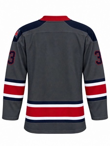 Maillot de hockey sur glace gris foncé personnalisé, uniforme d'équipe sublimé, col à lacets, maillot d'entraînement en maille respirante, vêtements de sport pour hommes - Product Image 4