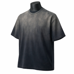 T-shirt à manches courtes pour homme, 100% coton molletonné 230g, délavé à l'acide, coupe oversize, imprimé sérigraphié, streetwear personnalisé, vente en gros - Product Image 3