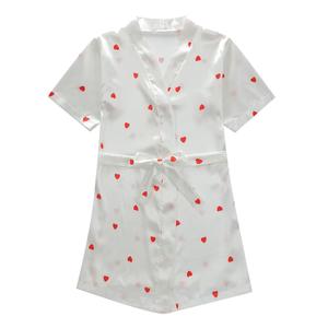 Vestido de Satén Estampado a Rayas para Niñas, Manga Corta, Cuello en V, Largo hasta la Rodilla, con Lazo, Ligero, Estilo Veraniego - Product Image 5