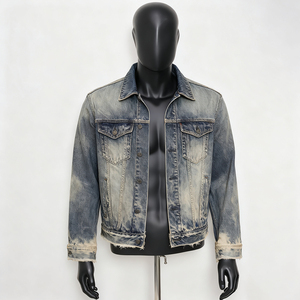 Chaquetas de Hombre al por Mayor para Otoño, Chaquetas de Mezclilla de Color Sólido Personalizadas, Resistentes, Ecológicas, Vintage, 100% Algodón, Proveedor OEM - Product Image 1