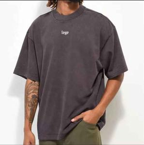 Camisetas de hombros caídos de gran tamaño con estampado de logotipo personalizado para hombre, 100% algodón, estilo informal transpirable con cuello levantado, paquete individual - Product Image 3