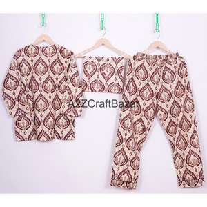 Ensemble de pyjama d'été romantique à motifs floraux imprimés pour demoiselles d'honneur, 100 % coton pur, taille élastique, col doux en tricot - Product Image 6