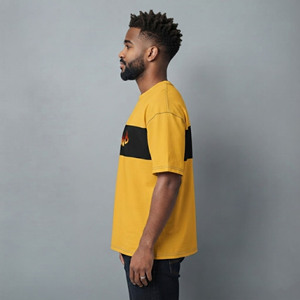 T-shirts pour hommes de qualité supérieure, style hip-hop, 100% coton jersey 180g, coupe ample, bicolore, poids lourd, vêtements décontractés d'été, respirants - Product Image 2
