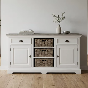 Cómoda Moala Dio de Madera Maciza con Acabado Rústico, Mueble de Almacenamiento para Dormitorio o Sala de Estar - Product Image 1