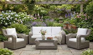 Meubles de salon et table en bois d'acajou et tissage de feuilles de bananier, indonésie, Offre Spéciale - Product Image 2