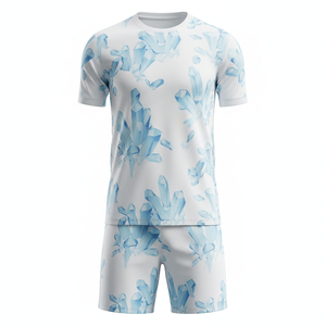 ชุดฟุตบอลแบบยูนิเซ็กซ์พร้อมกางเกงขาสั้น ชุดแข่งขันระดับเอลีทแบบสองชิ้น ชุดฟุตบอลแห้งเร็ว ชุดกีฬาฝึกซ้อม แบบสั่งทำได้ - Product Image 1