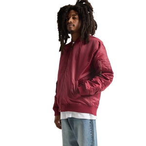 Blouson Bomber Homme Marron en Satin Nylon MA1, Blouson de Vol Zippé avec Ourlet Côtelé, Style Streetwear, Vente en Gros - Product Image 3