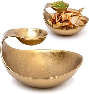 Bol décoratif pour chips et sauce, ensemble de service à double compartiment, bol pour snacks et sauce, plateau pour chips et sauce, bol de service avec support pour sauce - Product Image 1