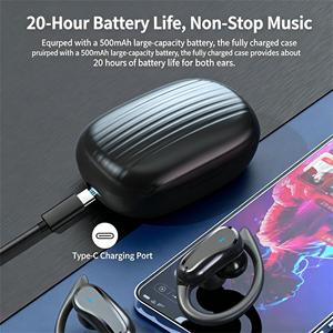 หูฟังบลูทูธกันน้ำตัดเสียงรบกวน Smart IPX7 แบบครอบหู สั่งงานด้วยลายนิ้วมือ แบตเตอรี่ LED ใช้งานได้ยาวนาน สำหรับการค้าข้ามพรมแดน - Product Image 2