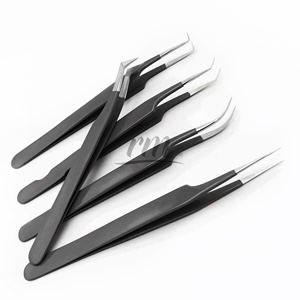 RMI ชุดกรรไกรสำหรับต่อขนตาเคลือบผงสีดำพร้อมกรรไกรตัดหนังและชุดกระจกขนตา - Product Image 1