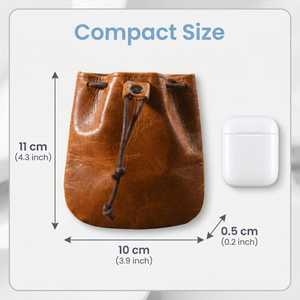 กระเป๋าใส่เหรียญหนังทำมือทรงวงรีแบบเรียบง่ายพกพาสะดวก - Product Image 2