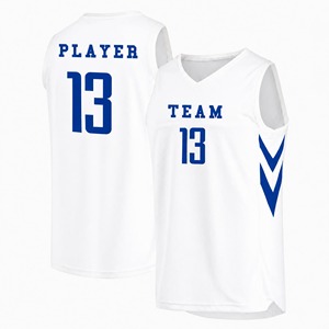 Ensemble de maillots de basket-ball sublimés personnalisés, blanc et rouge, col en V, sans manches, en maille respirante, unisexe, vêtements d'équipe pour adultes - Product Image 2