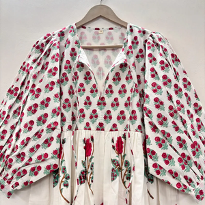 Vestido Casual Midi para Mujer, Tejido 100% Algodón, Liso, Manga Corta, Cintura Imperio, Estilo Babydoll, Cuello en V, Holgado, Funcional - Product Image 5