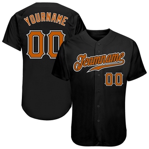 Venta al por Mayor del Jersey de Béisbol Auténtico Personalizado de OMMIZ INDUSTRY en Negro, Naranja y Blanco de Texas - Product Image 1
