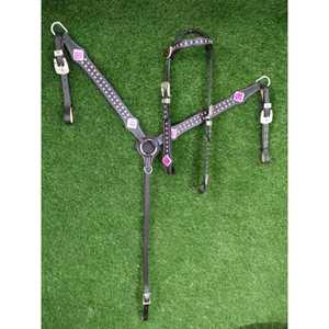 Outillage floral équestre Western Tack cuir ensemble cheval Headstall et collier de poitrine pour outillage de sport de course pour l'équitation - Product Image 1