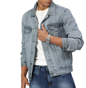 Veste en jean pour homme, imprimé intégral, 100% lavable, design basique, collection hiver, effet usé - Product Image 1
