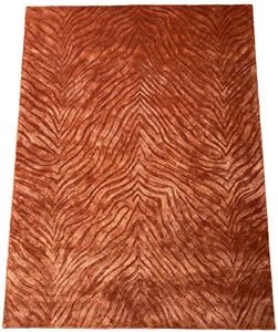 Alfombra de Seda Ondulada Color Naranja Quemado – Alfombra de Lujo Hecha a Mano - Product Image 3