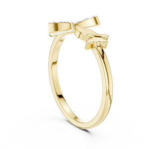 Anillo de Diamantes Cultivados en Laboratorio con Diseño de Mariposa Doble, Oro Amarillo Sólido de 18 Quilates, Chapado en Rodio, Corte Moderno, para Compromiso, Fiesta, Regalo, Boda, Uso Diario - Product Image 3